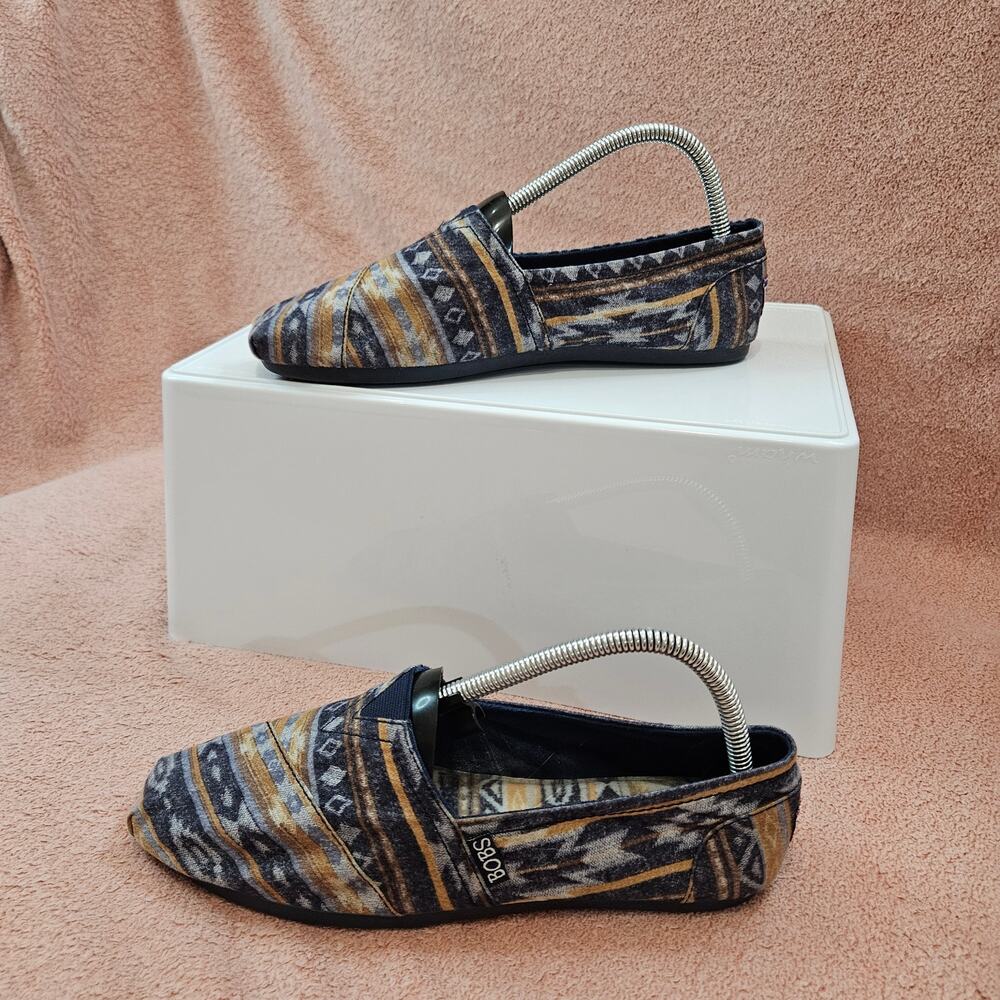 BOBS from Skechers Women's Navy Aztec Boho Print Alpargata Slip-On Shoes